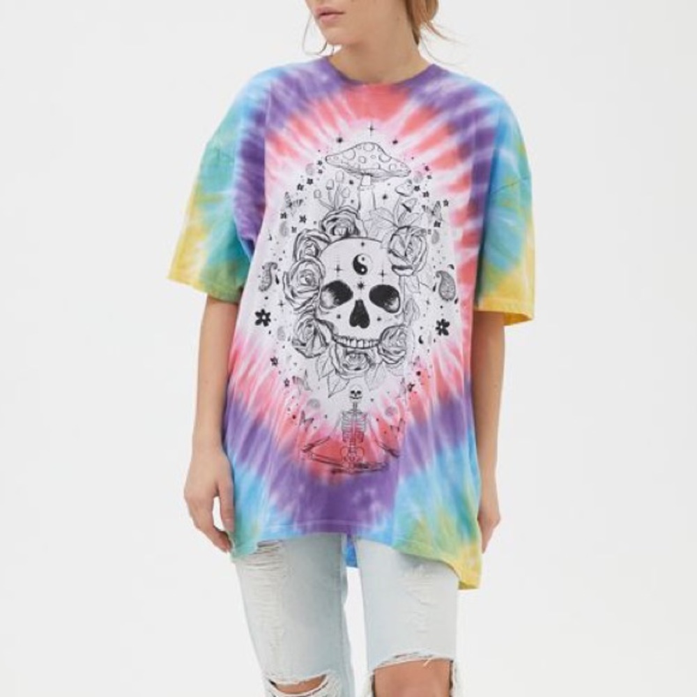 Project Social T Skull Tie-Dye T-Shirt Dress NWT